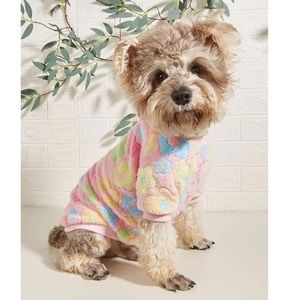 Flower Print Plush Pet Sweater 🐕